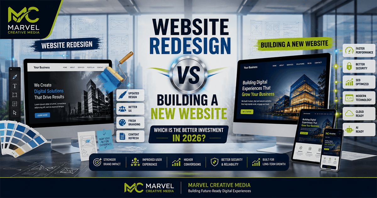 Featured graphic asset representing Website Redesign vs. Building a New Website: Which Is the Better Investment in 2026?
